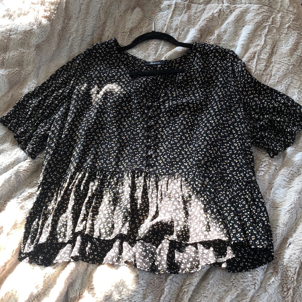 MADEWELL flowy short-sleeve button top, size XL